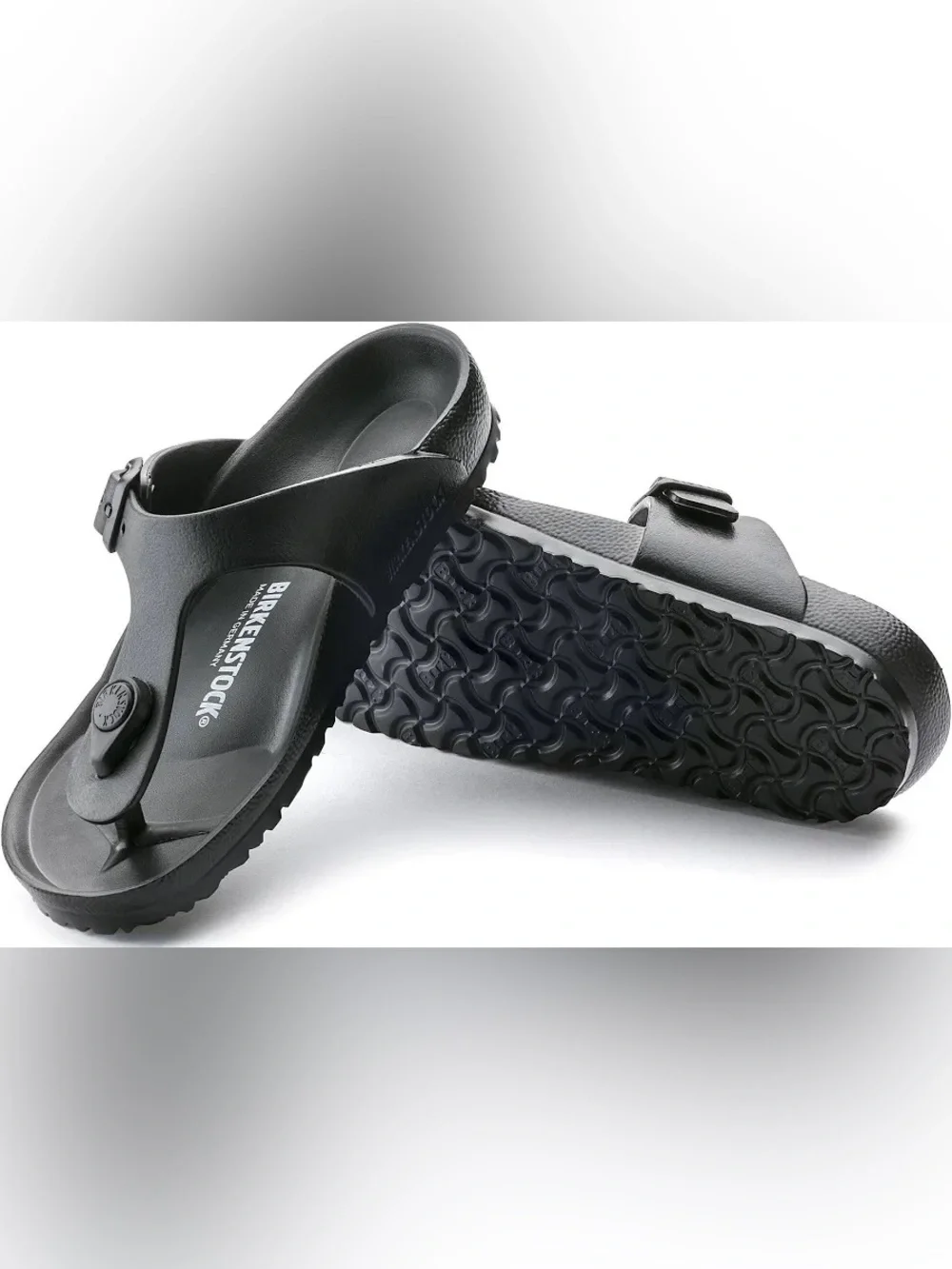 Birkenstock Kids Black EVA Thong Sandals with Adjustable Strap